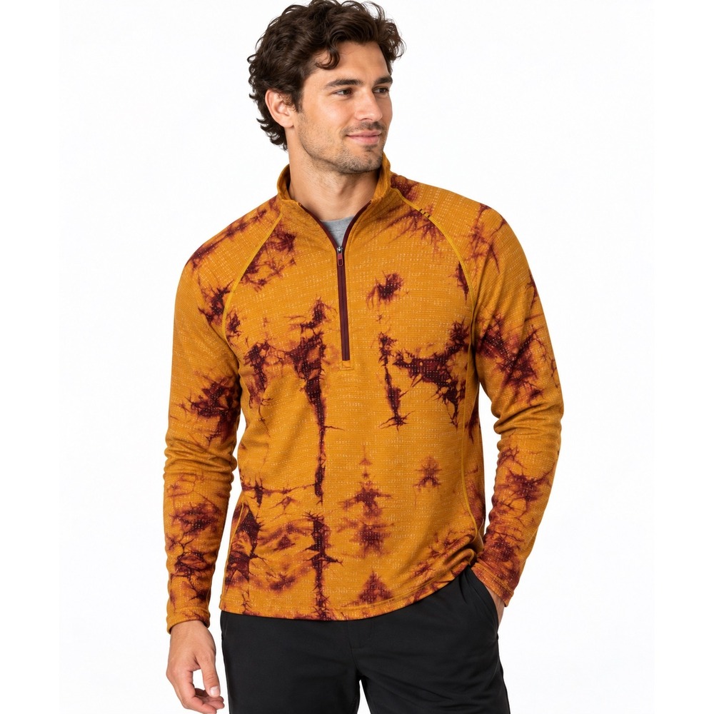 Lululemon Mens Metal Vent Tech 1/2 Zip 2.0 Orange Tie Dye Pullover Small